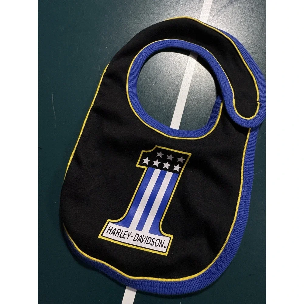 Harley Davidson Motorcycles Baby Bib Size 9-12 Month Infant Black Burp Cloth